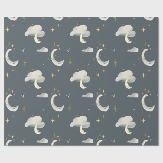 Maan en sterren Night Sky inpakpapier (Vlak)