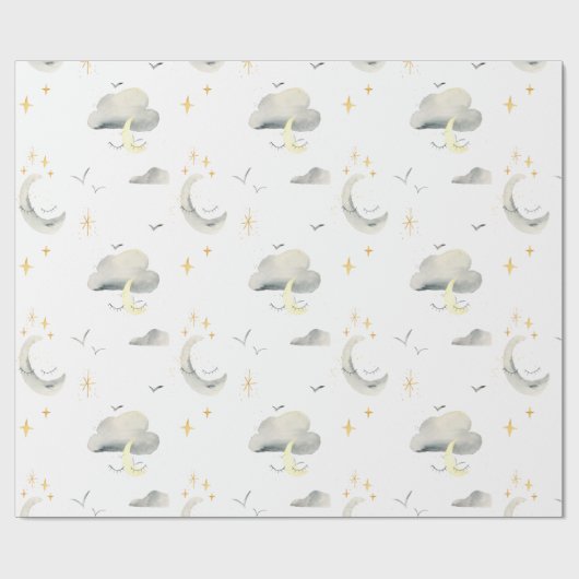 Maan en sterren Night Sky inpakpapier (Vlak)