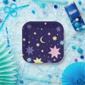 Maan en sterren. papieren bordje (Feest)