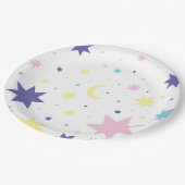 Maan en sterren. papieren bordje (Gekanteld)