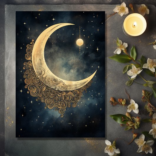 Maan en Sterren QR Code Hemelse Bruiloft RSVP Kaartje