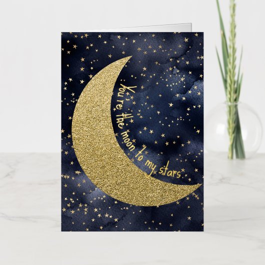 Maan en sterren romantische liefde folie wenskaart (Voorkant)