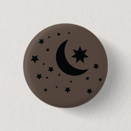 maan en sterren ronde button 3,2 cm