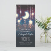 Maan en sterren rustieke bruiloft programma programmakaart (Staand voorkant)