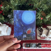 Maan en Sterren Schilderen Marine Blauw Lezen Fine Poster