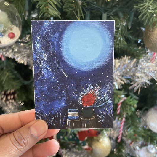 Maan en Sterren Schilderen Marine Blauw Lezen Fine Poster