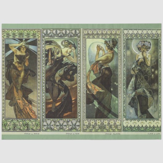 Maan en sterren van Alphonse Mucha Tissuepapier (Voorkant)