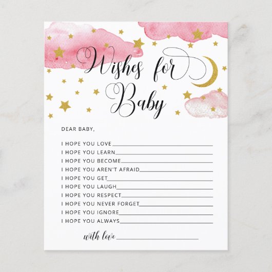 Maan en Sterren Wensen voor Babykaart (Voorkant)