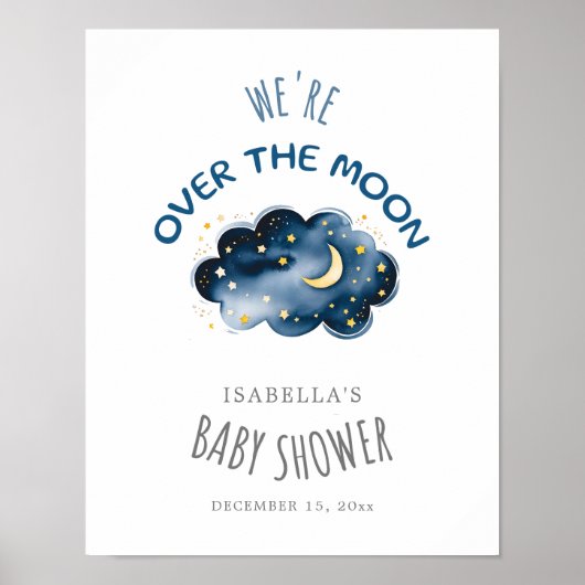 Maan en sterren We're Over The Moon Welkom Poster (Voorkant)