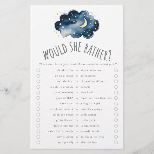 Maan en sterren zou ze liever trivia spel flyer (Voorkant)