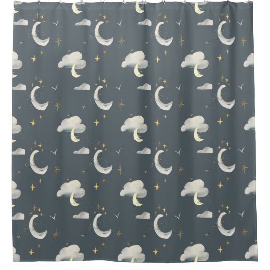 maan en sterrennacht douchegordijn (Voorkant)