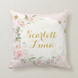  maan en sterretjes Roze bleekgouden kalk Kussen