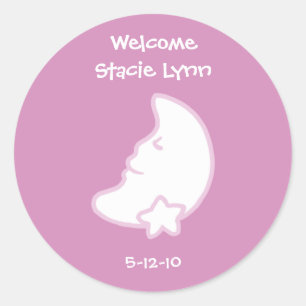 Maan- en stersticker voor cadeautje voor babyshowe ronde sticker