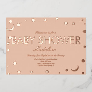 Maan- en stippenconfetti Baby Shower Geperste Foli Folie Uitnodiging