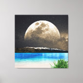 maan en strand canvas afdruk (Voorkant)