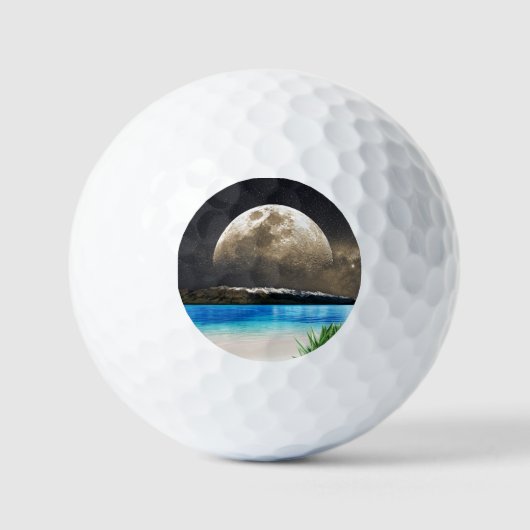 Maan en strand golfballen (Voorkant)