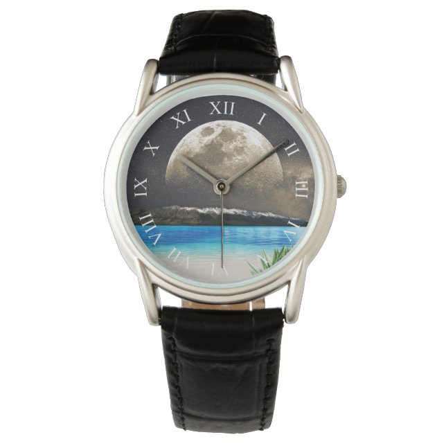 Maan en strand horloge (Voorkant)