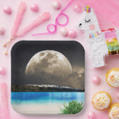maan en strand papieren bordje (Feest)