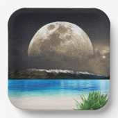 maan en strand papieren bordje (Voorkant)