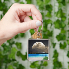 Maan En Strand Sleutelhanger