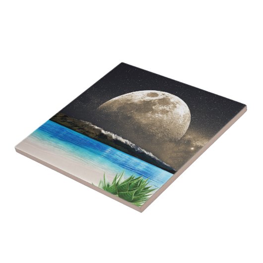 maan en strand tegeltje (Zijkant)