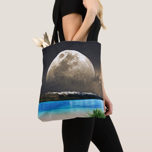 Maan en strand tote bag (Dichtbij)