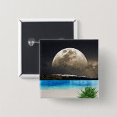 Maan En Strand Vierkante Button 5,1 Cm (Voorkant /achterkant)