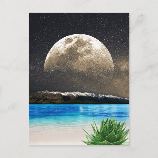 Maan- en strandkaart briefkaart (Voorkant)