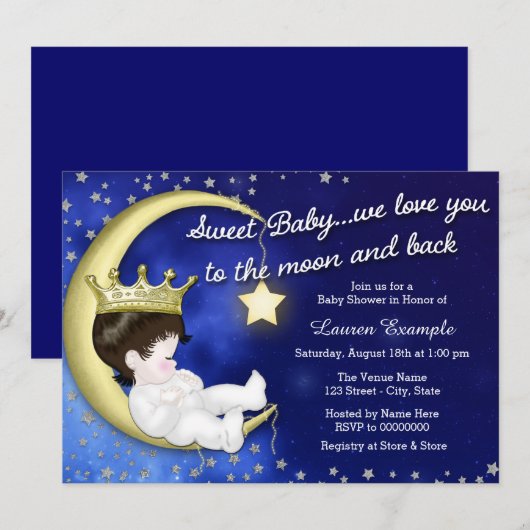 Maan en terug Baby shower Kaart (Voorkant / Achterkant)