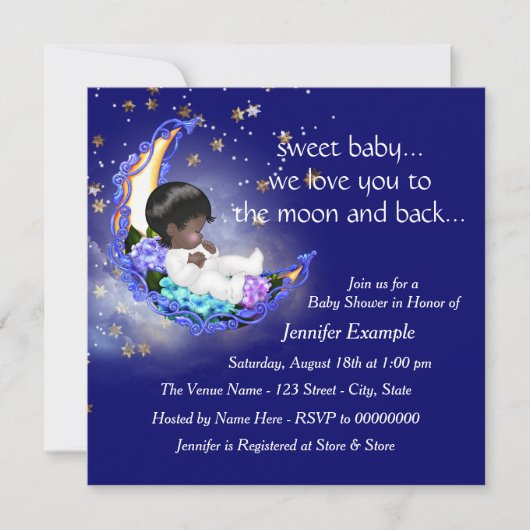 Maan en terug Etnische babyshower Kaart (Voorkant)