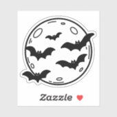 Maan en vleermuis doodle sticker (Vel)