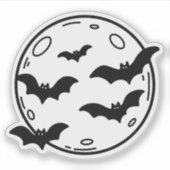 Maan en vleermuis doodle sticker (Voorkant)