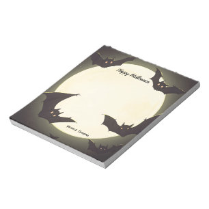 Maan en vleermuizen blij Halloween Notitieblok
