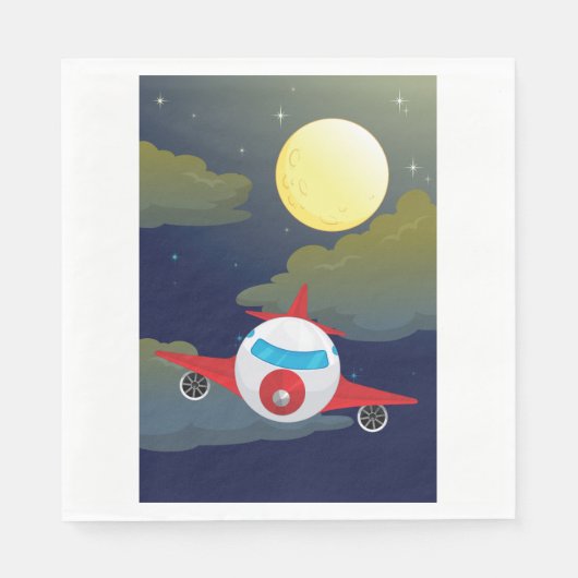 Maan en vliegtuigservetten servet (Voorkant)
