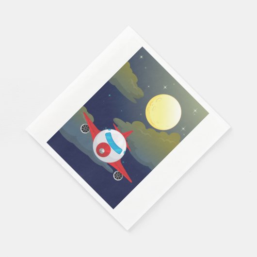 Maan en vliegtuigservetten servet (Hoek)