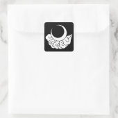 Maan en wolk vierkante sticker (Tas)