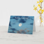 Maan en Wolken Hemel Verjaardag Kaart (Gele Bloem)