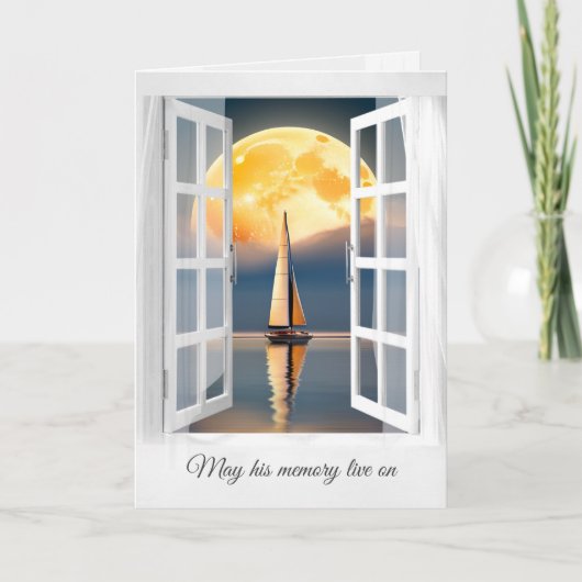 Maan en zeilboot in raamsympathie kaart (Voorkant)