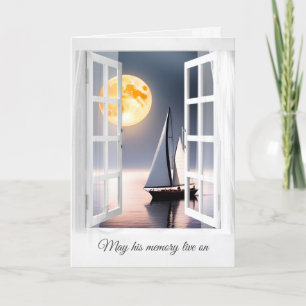 Maan en zeilboot In Venster Sympathie Kaart