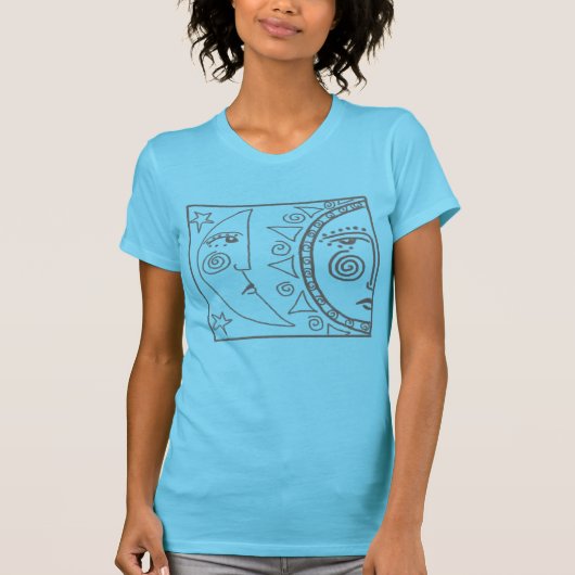 Maan- en zonabstracte draagbare kunst t-shirt (Voorkant)
