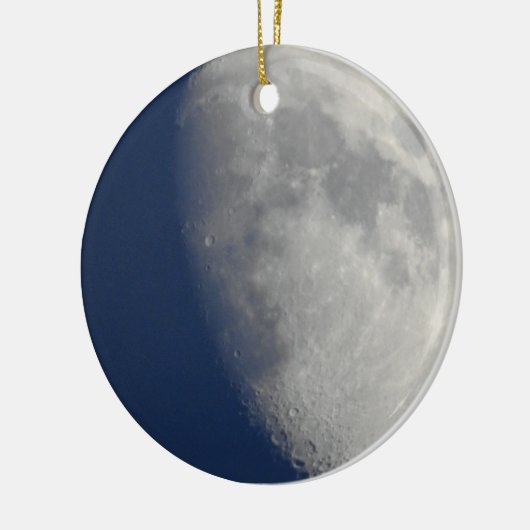 Maan en zonsondergang met dubbelziende kerst keramisch ornament (Links)