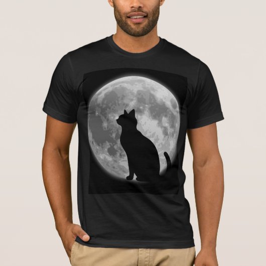 Maan en zwarte kat t-shirt (Voorkant)
