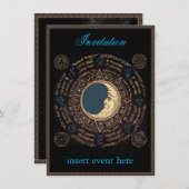 Maan Evenement Uitnodiging Plat Kaart (Voorkant / Achterkant)