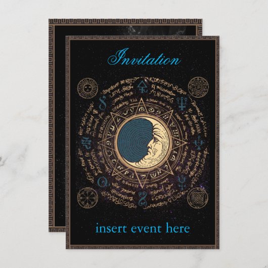 Maan Evenement Uitnodiging Plat Kaart (Voorkant / Achterkant)