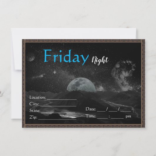 Maan Evenement Uitnodiging Plat Kaart (Achterkant)