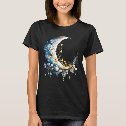 Maan fantasie nacht hemel elegant 3D hemels chic T-shirt (Voorkant)