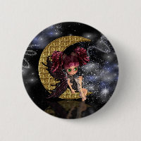 maan fee badge pin, schattig gothic fairy goudmaan