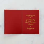 Maan Geit Jaar Goud in reliëf gemaakt effect Groet Feestdagen Kaart (Binnen)