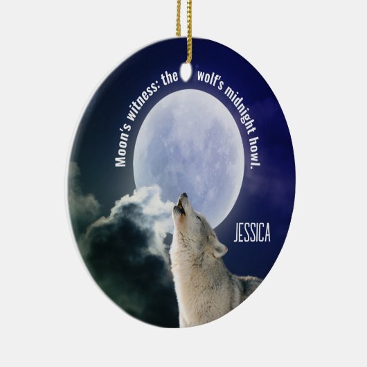 Maan getuige: de wolf's middernacht huilen Aanpass Keramisch Ornament (Rechts)