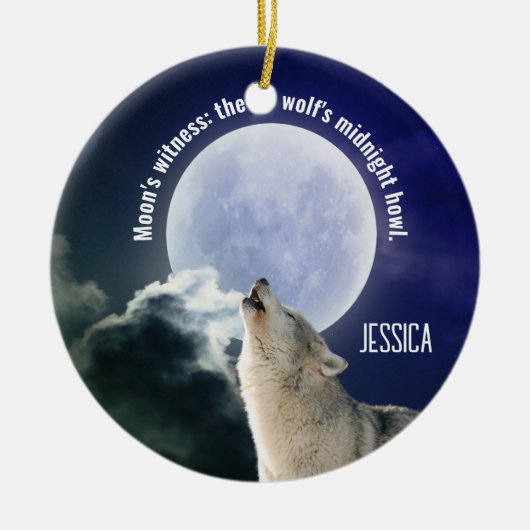 Maan getuige: de wolf's middernacht huilen Aanpass Keramisch Ornament (Voorkant)